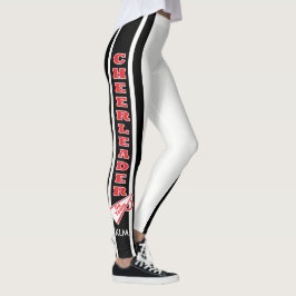 Monogram Cheerleader Red, White Black Leggings