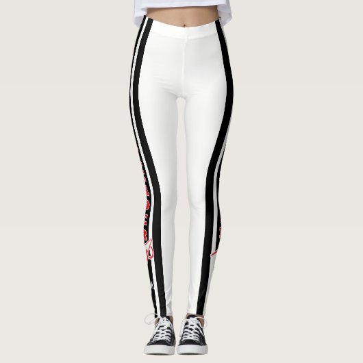 Monogram Cheerleader Red, White Black Leggings (Vorderseite)
