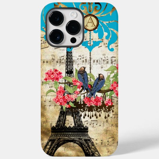 Monogram Cherry Blossom Bird Chandelier iPhone Case-Mate iPhone Hülle (Rückseite)