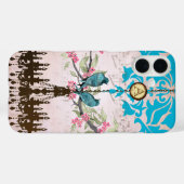 Monogram Cherry Blossom Bird Chandelier iPhone Case-Mate iPhone Hülle (Rückseite (Horizontal))
