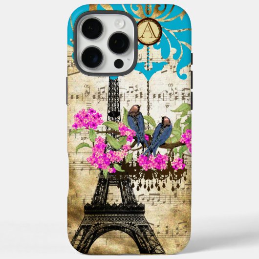 Monogram Cherry Blossom Bird Chandelier iPhone Case-Mate iPhone Hülle (Rückseite)