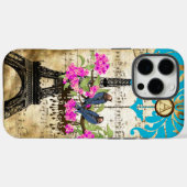 Monogram Cherry Blossom Bird Chandelier iPhone Case-Mate iPhone Hülle (Rückseite (Horizontal))