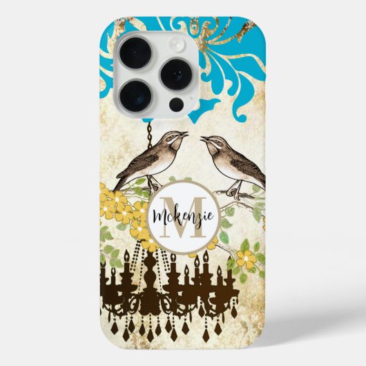 Monogram Cherry Blossom Bird Chandelier iPhone Case-Mate iPhone Hülle (Rückseite)