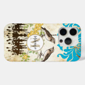Monogram Cherry Blossom Bird Chandelier iPhone Case-Mate iPhone Hülle (Rückseite (Horizontal))