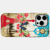 Monogram Cherry Blossom Bird Chandelier iPhone Case-Mate iPhone Hülle (Rückseite (Horizontal))