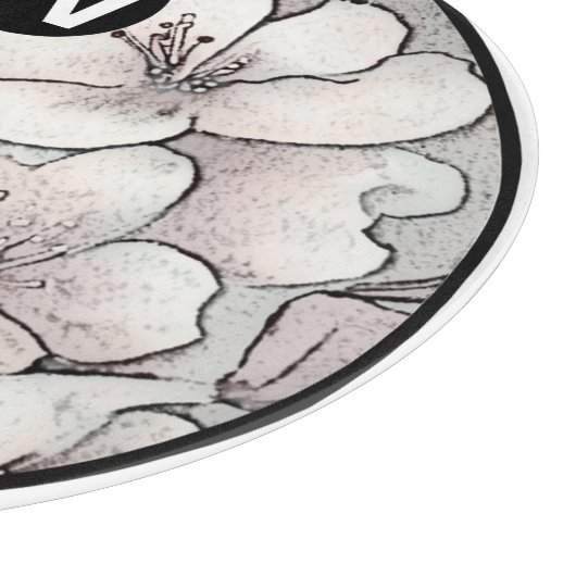 Monogram Cherry Blossom Glas Cutting Board Schneidebrett (Ecke)