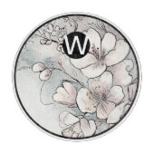 Monogram Cherry Blossom Glas Cutting Board Schneidebrett (Vorderseite)