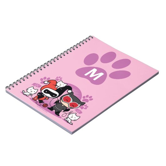 Monogram Chibi Harley Quinn & Catwoman mit Katzen Notizblock (Linke Seite)