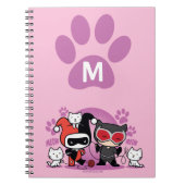 Monogram Chibi Harley Quinn & Catwoman mit Katzen Notizblock (Vorderseite)