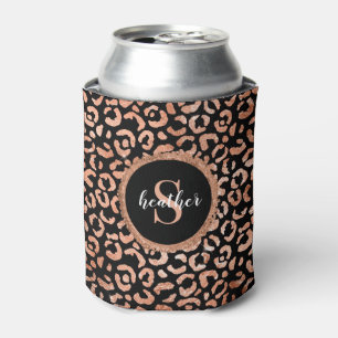 Monogram Chic Black Leopard Animal Print Dosenkühler