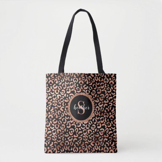 Monogram Chic Black Leopard Animal Print Tasche (Vorderseite)