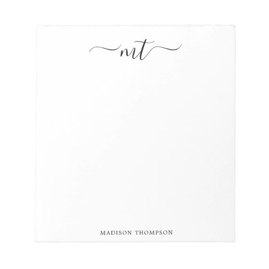Monogram Chic Black Stationery Notizblock (Vorderseite)