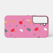 Monogram Chic Blume Pink Samsung Galaxy s 22 Hülle (Rückseite (Horizontal))