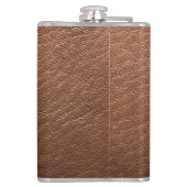 Monogram Chic Brown Leather Name Script Modern Flachmann (Rückseite)