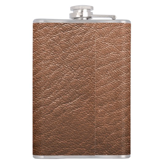 Monogram Chic Brown Leather Name Script Modern Flachmann (Rückseite)