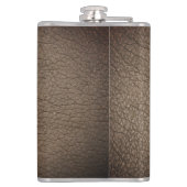 Monogram Chic Brown Leather Name Script Modern Flachmann (Rückseite)