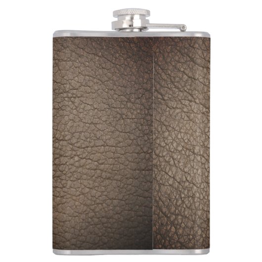 Monogram Chic Brown Leather Name Script Modern Flachmann (Rückseite)