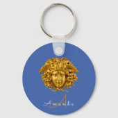 Monogram Chic Couture Gold Medusa Mask French Blue Schlüsselanhänger (Vorderseite)