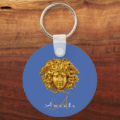 Monogram Chic Couture Gold Medusa Mask French Blue Schlüsselanhänger (Rückseite)