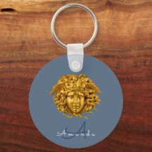 Monogram Chic Couture Gold Medusa Mask Slate Blue
