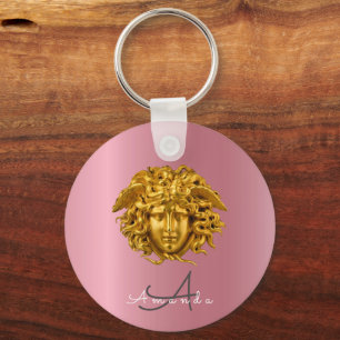 Monogram Chic Couture Gold Medusa-Maske Roségold Schlüsselanhänger