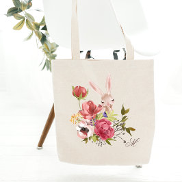 Monogram Chic Floral Bunny Rabbit Oaster Tragetasche