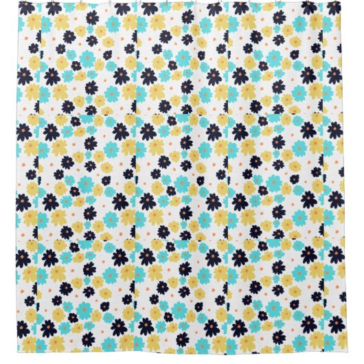 Monogram Chic Floral Pattern Duschvorhang (Vorderseite)