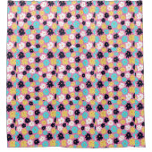 Monogram Chic Floral Rosa Muster Duschvorhang (Vorderseite)