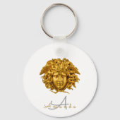 Monogram Chic French Gold Medusa Maske White Schlüsselanhänger (Rückseite)