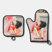 Monogram Chic für benutzerdefiniertes Foto Ofenhandschuh & Topflappen-Set (Vorderseite)