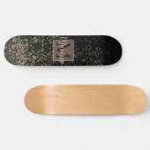 Monogram Chic Gold Confetti Personalisiert Skateboard (Horizontal)