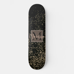 Monogram Chic Gold Confetti Personalisiert Skateboard