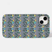 Monogram Chic Grau Blumenmuster Case-Mate iPhone Hülle (Rückseite (Horizontal))