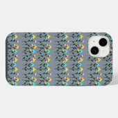 Monogram Chic Grau Blumenmuster iPhone Hülle (Rückseite (Horizontal))