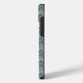 Monogram Chic Grau Blumenmuster iPhone Hülle (Linke Seite)
