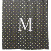 Monogram Chic Imitate Foil Leaf Gold Dots Grau Duschvorhang (Vorderseite)