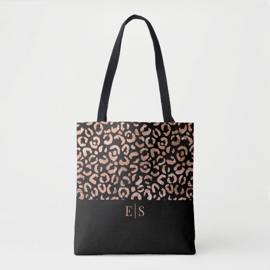 Monogram Chic Leopard Animal Print Toag Tasche (Vorderseite)