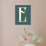 Monogram Chic Modern Aquamarin Foliendrucke<br><div class="desc">Das Poster verfügt über moderne Monogramme.</div>