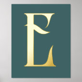 Monogram Chic Modern Aquamarin Foliendrucke (Vorderseite)