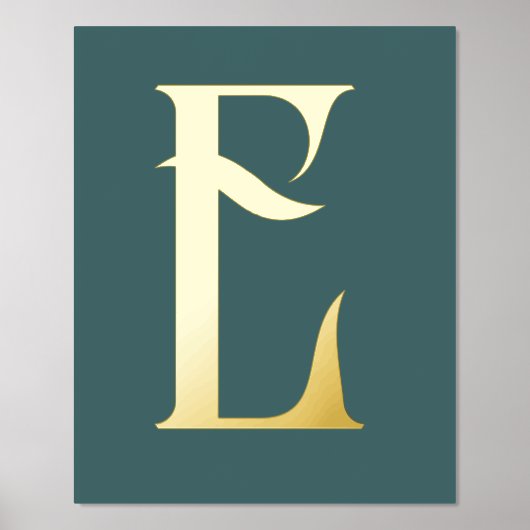 Monogram Chic Modern Aquamarin Foliendrucke (Vorderseite)