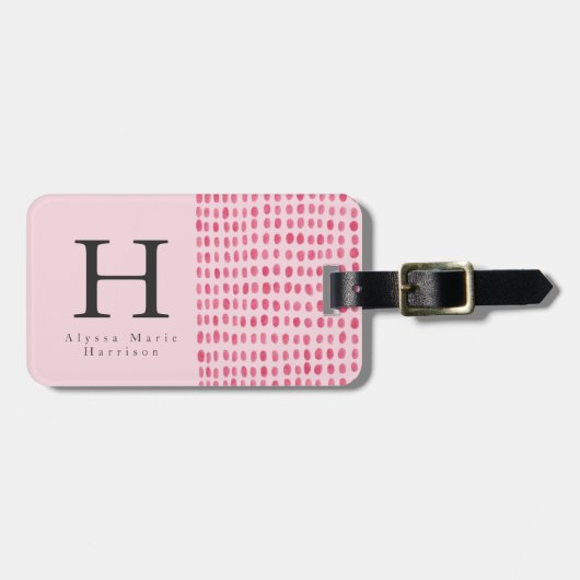Monogram Chic Moderne, hellrosa Gepäckmarke Gepäckanhänger (Vorderseite horizontal)