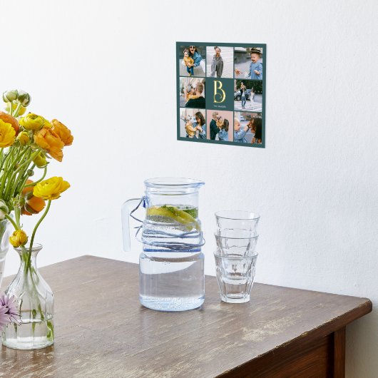 Monogram Chic Multi Foto Aquamarin Foliendrucke (Ablage(Küche))