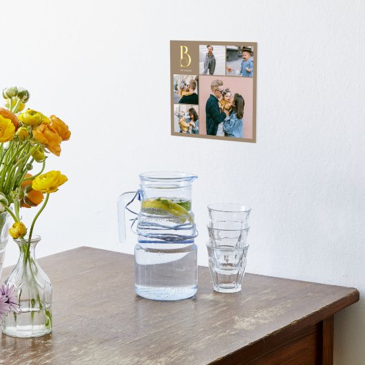 Monogram Chic Multi Foto Boho Beige Foliendrucke (Ablage(Küche))