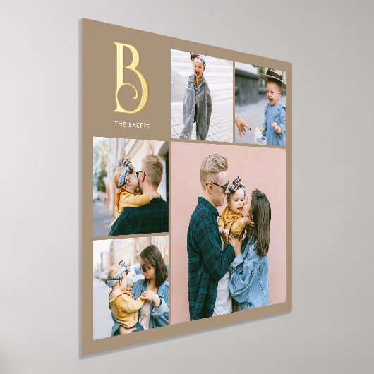 Monogram Chic Multi Foto Boho Beige Foliendrucke (Ablage )