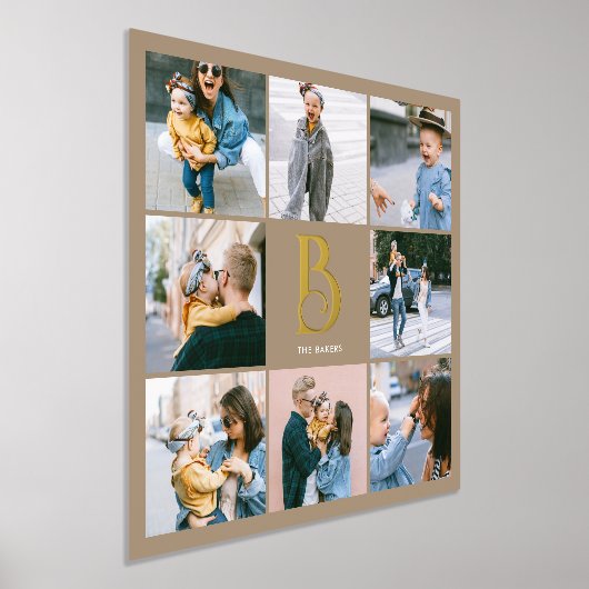 Monogram Chic Multi Foto Boho Beige Foliendrucke (Ablage )