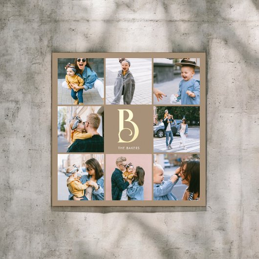 Monogram Chic Multi Foto Boho Beige Foliendrucke