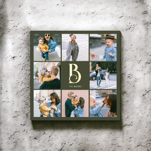 Monogram Chic Multi Foto Boho Green Foliendrucke