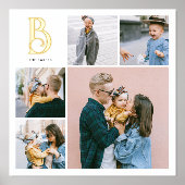 Monogram Chic Multi Foto Weiß Foliendrucke (Vorderseite)