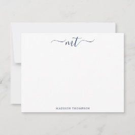 Monogram Chic Navy Blue Personalisiert Stationery Mitteilungskarte