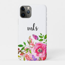 Monogram Chic Pink Lila Watercolor Trendy Floral Case-Mate iPhone Hülle